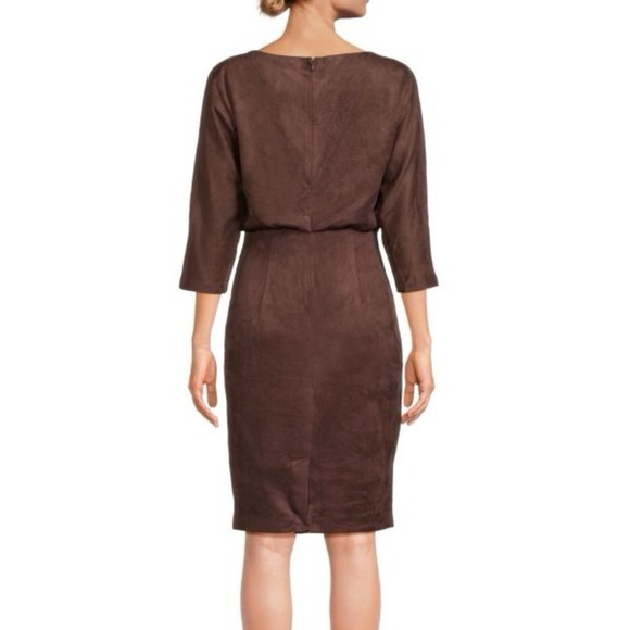 J.MCLAUGHLIN Tinley 3/4 Sleeve Sheath Dress mocha size small - Picture 2 of 8